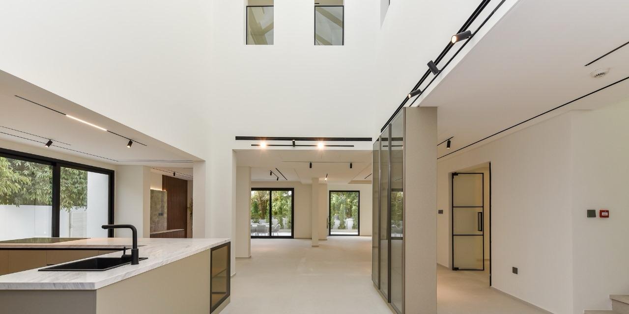 Kitchen looking through to the terrace at the Lime Tree Valley villa