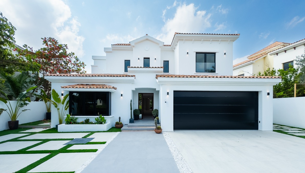 Renovated exterior of a Lime Tree Valley villa, Jumeirah Golf Estates